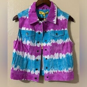 NWT Catherine Malandrino Tye Dye Leather Vest size 8